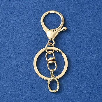 Alloy Initial Letter Charm Keychains, with Alloy Clasp, Golden, Letter O, 8.5cm
