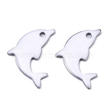 White Dolphin Stainless Steel+Enamel Pendants