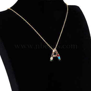 Brass Micro Pave Cubic Zirconia Initial Pendants Necklaces(NJEW-S069-JN002-A)-2