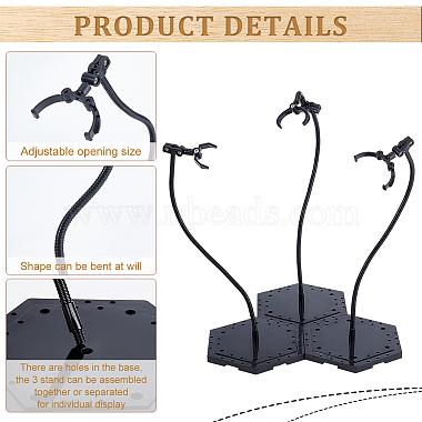 Hexagon Acrylic Doll Stands with Adjustable Snake Bone Bracket(ODIS-WH0038-65)-4