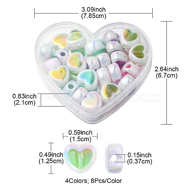 32Pcs 4 Colors UV Plating Rainbow Iridescent Acrylic Beads(OACR-YW0001-32A)-3