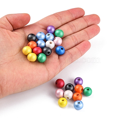 100pcs 10 couleurs de perles en bois naturel peintes(WOOD-YW0001-08)-5