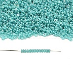 TOHO 11/0 Demi Round Beads, Japanese Seed Beads, (413) Opaque AB Turquoise, 2.2x0.9mm, Hole: 0.8mm, about 78000pcs/pound(450g)(SEED-DR11-0413)
