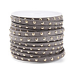 Faux Suede Cord, with Golden Tone Alloy Rivet, For Punk Rock Jewelry Making, Gray, 5x2.5mm, about 5.46 yards(5m)/roll(LW-Q016-5mm-1126)