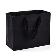 Rectangle Paper Bags with Rope Handles, for Gift Bags and Shopping Bags, Black, 30x10x25cm(CARB-L011-02C-05)