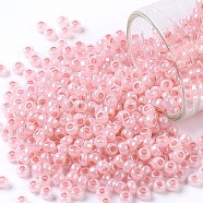 TOHO Round Seed Beads, Japanese Seed Beads, (908) Baby Pink Ceylon Pearl, 8/0, 3mm, Hole: 1mm, about 222pcs/10g(X-SEED-TR08-0908)