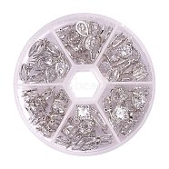 Cubic Zirconia Alloy Charms Sets, Platinum, 10~15x8~8.5x5~6mm, Hole: 1~1.5mm, about 10pcs/compartment.(ZIRC-PH0001-01P)