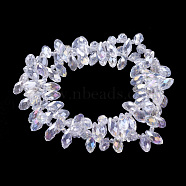 Electroplate Glass Faceted Teardrop Beads Strands, Top Drilled Beads, AB Color Plated, Clear AB, 11.5~13x6mm, Hole: 1mm, about 92~95pcs/strand, 16.5 inch(EGLA-D014-01)