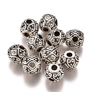 Tibetan Style Alloy Beads, Round, Antique Silver, 10x10mm, Hole: 3mm(PALLOY-I200-04AS)