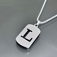 Titanium Steel Box Chain Necklaces, Rectangle with Letter L Pendant Necklaces (YT2090-12)