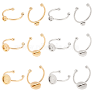 24Pcs 6 Style 201 Stainless Steel Cuff Pad Ring Settings, Laser Cut, Flat Round, Golden & Stainless Steel Color, Tray: 4~8mm, US Size 7 3/4(17.9mm), 4pcs/style(STAS-DC0006-63)