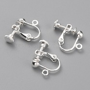 Brass Clip-on Earring Findings, Spiral Ear Clip, Components Screw Back Ear Wire Non Pierced Earring Converter, with Loop, for Jewelry Making, 925 Sterling Silver Plated, 17x14x5mm, Hole: 1.6mm(KK-Z007-21S)