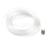 Transparent Round Nylon Bonings, Soft Corset Bone, Sewing Supplies Accessories, with Brass Crimp Tube Beads, Clear, 1.2mm, 50 yards(about 45.72m)/bag(FIND-BC0003-53)