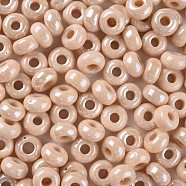 Opaque Colours Luster Glass Round Beads, Round Hole, PeachPuff, 3~5x9~10mm, Hole: 2.5mm, about 660pcs/pound(SEED-S045-002A-B06)