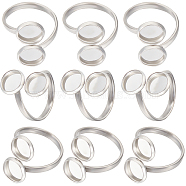 16Pcs 201 Stainless Steel Open Cuff Ring Findings, Bezel Cup Ring Settings, Flat Round, Stainless Steel Color, Inner Diameter: 16.8mm, Tray: 8mm(RJEW-BBC0001-15)