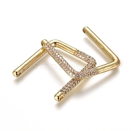 Brass Micro Pave Cubic Zirconia Pendants, Golden, Clear, 31.5x28x3.5mm, Hole: 1.8mm(ZIRC-L075-54A-G)