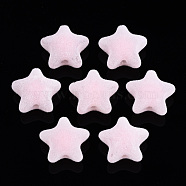 Flocky Acrylic Beads, Bead in Bead, Star, Pink, 18.5x20x12mm, Hole: 2.8mm(MACR-S275-25A-06)