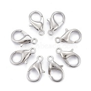 Platinum Plated Alloy Lobster Claw Clasps, Parrot Trigger Clasps for DIY Metal Jewelry, Cadmium Free & Nickel Free & Lead Free, about 8mm wide, 1.4cm long, hole: 1.5mm(X-E105-NF)
