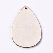 Unfinished Blank Wood Pendants, Teardrop, for DIY Jewelry Making, BurlyWood, 55x37x2.5mm, Hole: 2mm, about 50pcs/bag(WOOD-WH0098-66)