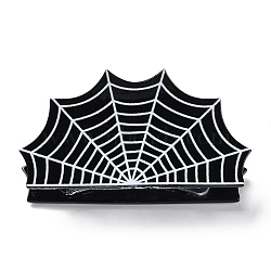 Hallowmeen Theme PVC Claw Hair Clips, with Iron Findings, Hair Accessories for Women Girls Thick Hair, Spider Web, 41x83x42mm(PHAR-C001-02B)