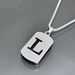 Stainless Steel Box Chain Necklaces, Rectangle with Letter L Pendant Necklaces(YT2090-12)