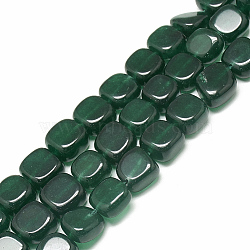 Natural White Jade Beads Strands, Dyed, Square, Dark Green, 13.5~14x13.5~14x7.5~8mm, Hole: 1mm, about 27~28pcs/Strand, 14.56 inch(G-S300-114A-8x14mm)