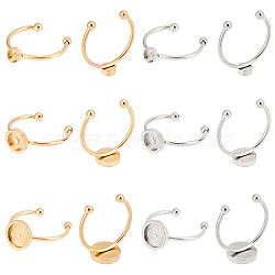 24Pcs 6 Style 201 Stainless Steel Cuff Pad Ring Settings, Laser Cut, Flat Round, Golden & Stainless Steel Color, Tray: 4~8mm, US Size 7 3/4(17.9mm), 4pcs/style(STAS-DC0006-63)