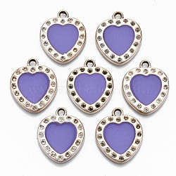 UV Plating Acrylic Pendant Rhinestone Settings, with Enamel, Multi-Petal Heart with Concave Dot, Light Gold, Medium Orchid, Fit for 2mm Rhinestone
, 25x21.5x3mm, Hole: 2.5mm(OACR-R252-02-04LG)