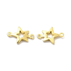 Brass Connector Charms, Cadmium Free & Lead Free, Long-Lasting Plated, Star Links, Real 24K Gold Plated, 12.5x8x1mm, Hole: 1mm(X-KK-H442-33G)