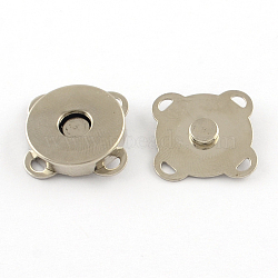 Iron Purse Snap Clasps, Closure for Purse Handbag, Platinum, 19x19x7mm, Hole: 1.5x2mm(IFIN-R203-68P)