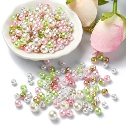 5 Colors ABS Plastic Imitation Pearl Beads, Round, Lawn Green, 5~8x5~8mm, Hole: 1.5~2.3mm(KY-YW0001-63A)