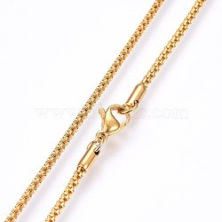 304 Stainless Steel Necklace, Lantern Chains, with Lobster Claw Clasps, Golden, 17.7 inch(45cm), 2mm(MAK-L015-01C)