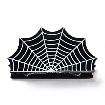 Hallowmeen Theme PVC Claw Hair Clips, with Iron Findings, Hair Accessories for Women Girls Thick Hair, Spider Web, 41x83x42mm