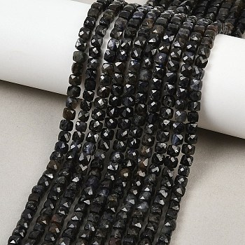 Natural Iolite Beads Strands, Faceted, Cube, 4.5~5x4.5~5x4~4.5mm, Hole: 0.8~1mm, about 94pcs/strand, 15.08~15.20''(38.3~38.6cm)