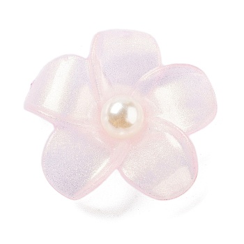 Opaque Resin Pendants, with ABS Imitation Pearl, Flower, Lavender Blush, 42x44x11.5mm, Hole: 2.3mm