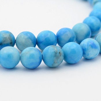 Natural Gemstone Dyed Round Bead Strands, 8mm, Hole: 1mm, about 49pcs/strand, 15.7 inch