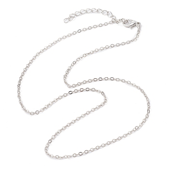 Brass Cable Chain Necklaces, Platinum, 17.91 inch(45.5cm)