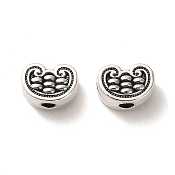 Tibetan Style Alloy Beads, Cadmium Free & Lead Free, Heart, Antique Silver, 7.5x10.5x6mm, Hole: 2.6mm, about 520pcs/1000g