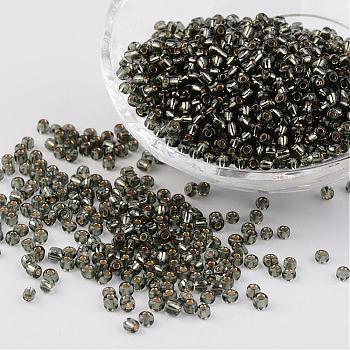 8/0 Glass Seed Beads, Silver Lined Round Hole, Round, Light Grey, 3mm, Hole: 1mm, about 1097pcs/50g