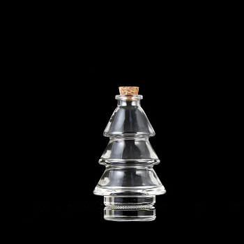 Christmas Clear Glass Wishing Bottles, Beads Containers, with Cork Stopper & Price Tags, Christmas Tree, 6.5x9.9cm, Inner Diameter: 1.6cm