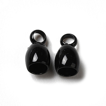 Spray Painted 201 Stainless Steel Cord Ends, End Caps, Bell, Black, 7.5x4.5mm, Hole: 1.8mm, Inner Diameter: 3mm