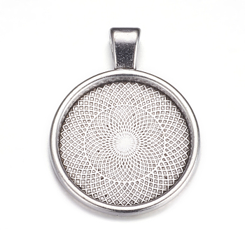 Metal Alloy Pendant Cabochon Settings, Plain Edge Bezel Cups, DIY Findings for Jewelry Making, Antique Silver, Cadmium Free & Lead Free, Tray: 24.5mm, 37x28x6.5mm, Hole: 6x4mm