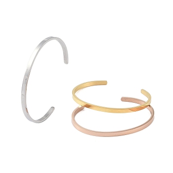 Adjustable 304 Stainless Steel Open Cuff Bangles for Women, Mixed Color, 1/8 inch(0.35cm), Inner Diameter: 2-1/2x1-3/4 inch(6.4x4.6cm)
