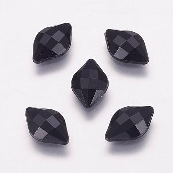 Taiwan Acrylic Rhinestone Cabochons, Flat Back and Faceted, Rhombus, Black, 23mm