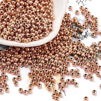 CCB Plastic Beads, Round, Rose Gold, 3x2.5mm, Hole: 1.2mm