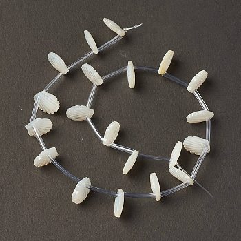 Natural White Shell Mother of Pearl Shell Beads, Top Drilled, Shell, Creamy White, 10x10x3mm, Hole: 1mm, about 20pcs/strand, 10.63''(27cm)