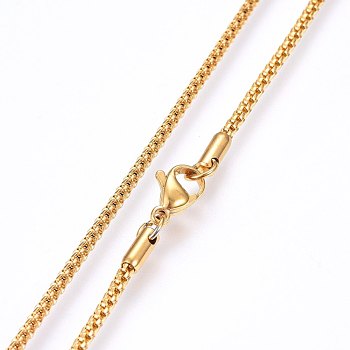 304 Stainless Steel Necklace, Lantern Chains, with Lobster Claw Clasps, Golden, 17.7 inch(45cm), 2mm