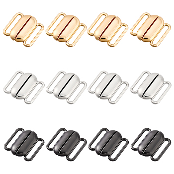 Elite 12Pcs 3 Colors Alloy Interlocking Clasps, Mixed Color, 20x20x4.5mm, Hole: 15x2.5mm. 4pcs/color