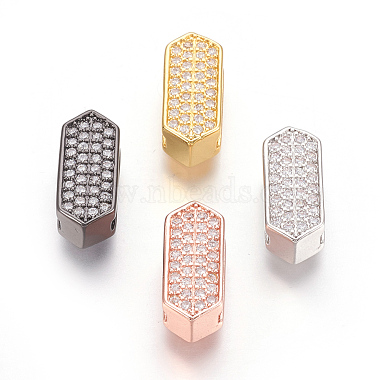 Mixed Color Clear Rhombus Brass+Cubic Zirconia Slide Charms