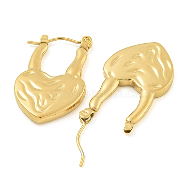 chapado en iones (ip) 304 pendientes de aro de acero inoxidable para mujer(EJEW-S227-38G)-2